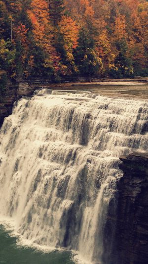 Nature Water Fall Mountain Android wallpaper