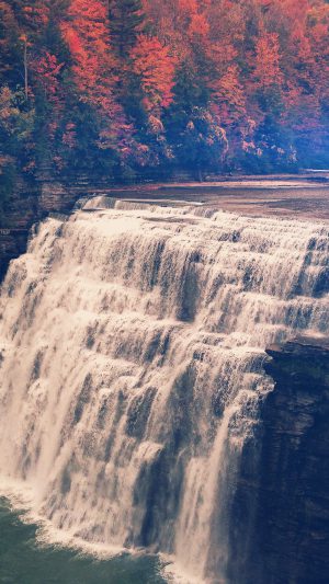 Nature Water Fall Mountain Color Flare Android wallpaper