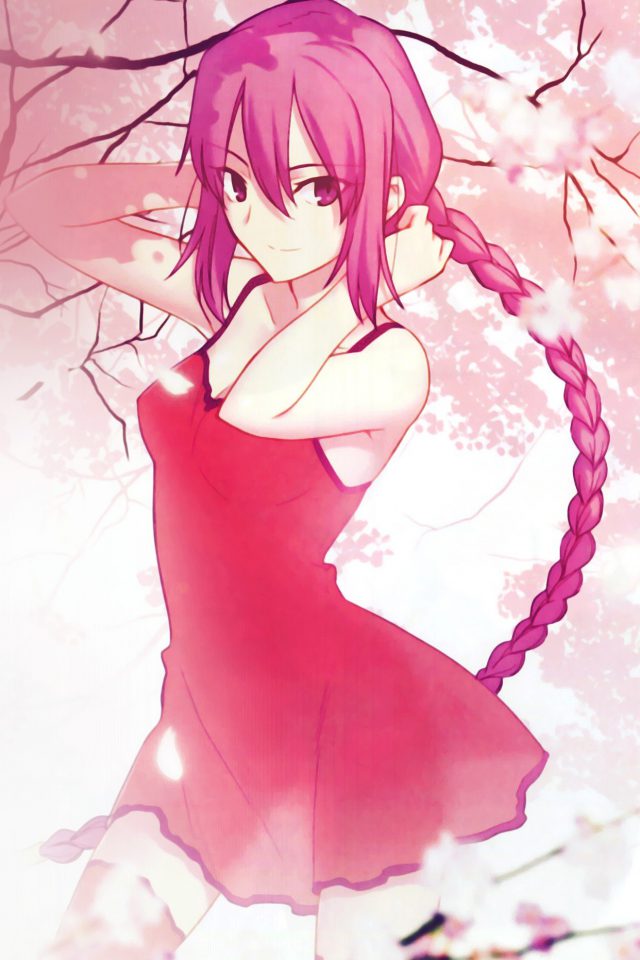Pink Girl Anime Art Illustration Flower Blossom Flare Android wallpaper