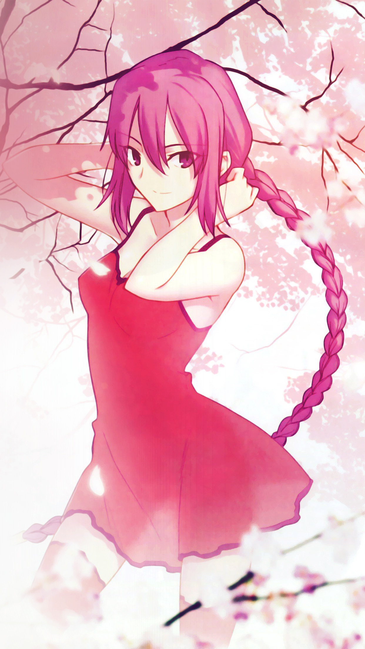 Pink Girl Anime Art Illustration Flower Blossom Flare Android