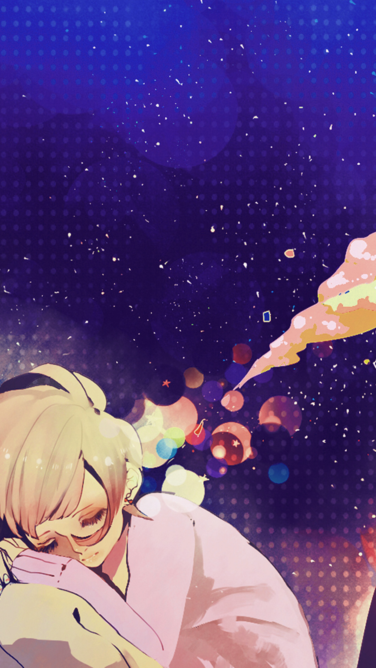 Sleeping Girl Anime Art Illustration Blue Android wallpaper
