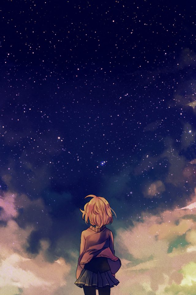 Starry Space Illust Anime Girl Android wallpaper