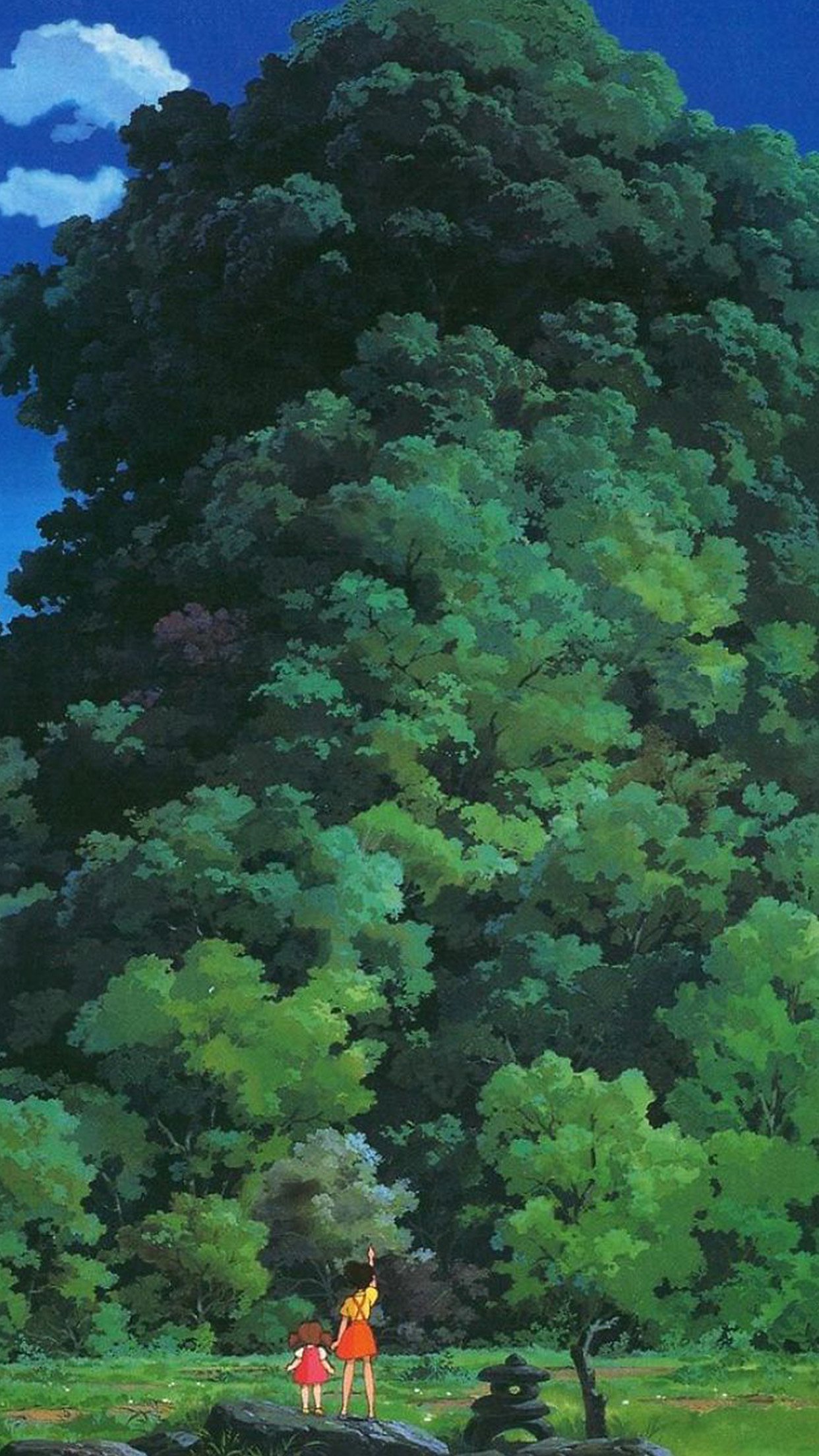 Studio Ghibli Tree Green Art Illustration Love Anime Android wallpaper