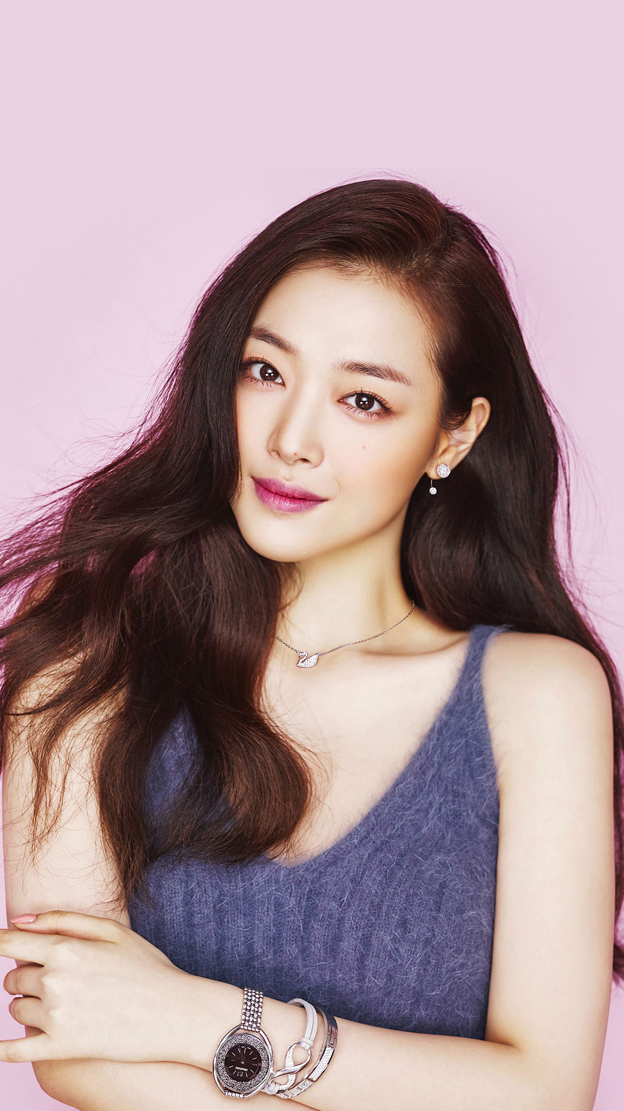 Sulli Kpop Pink Cute Girl Asian Android wallpaper