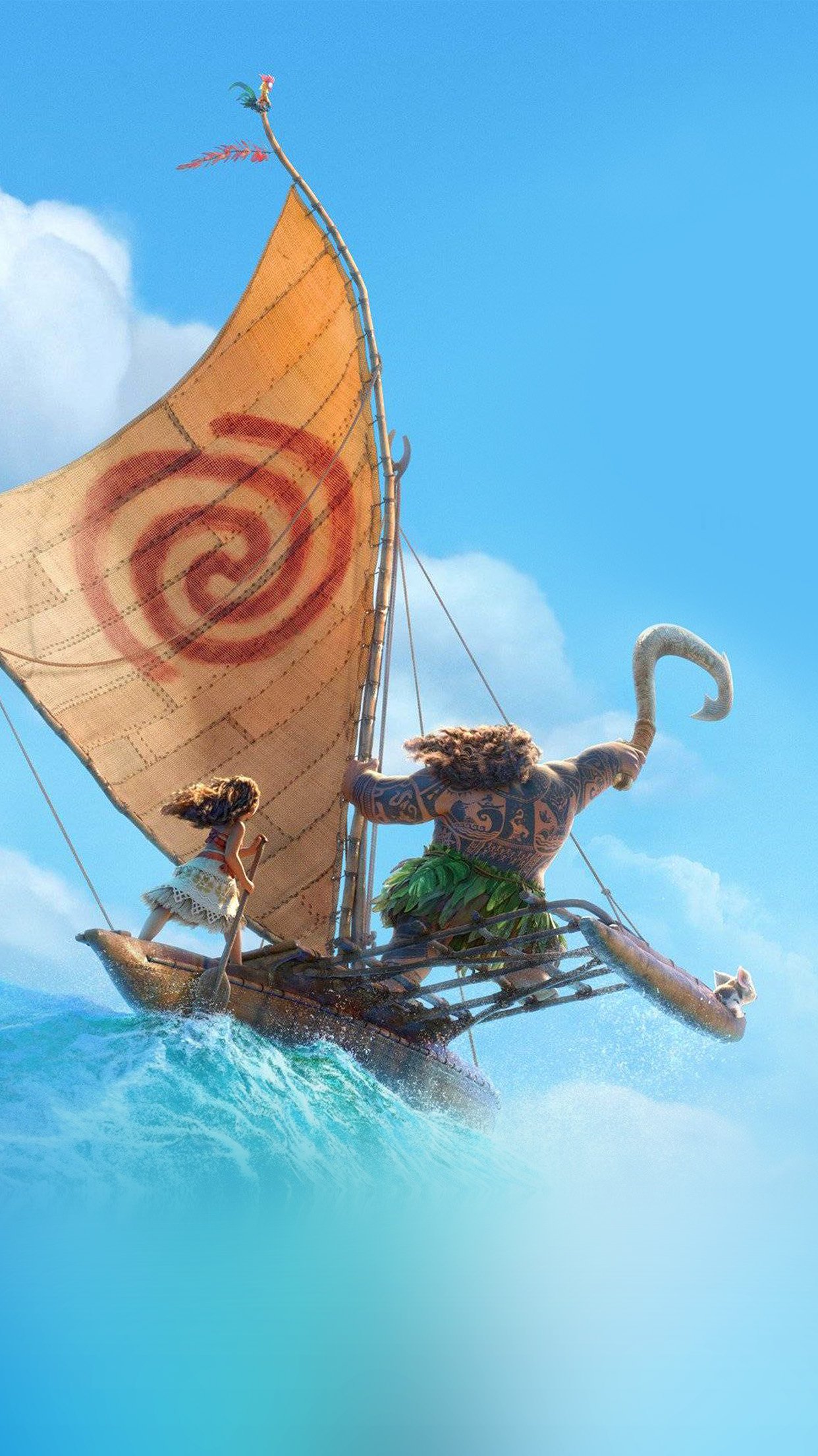 Surf Moana Disney Film Anime Summer Sea Illustration Art Android wallpaper