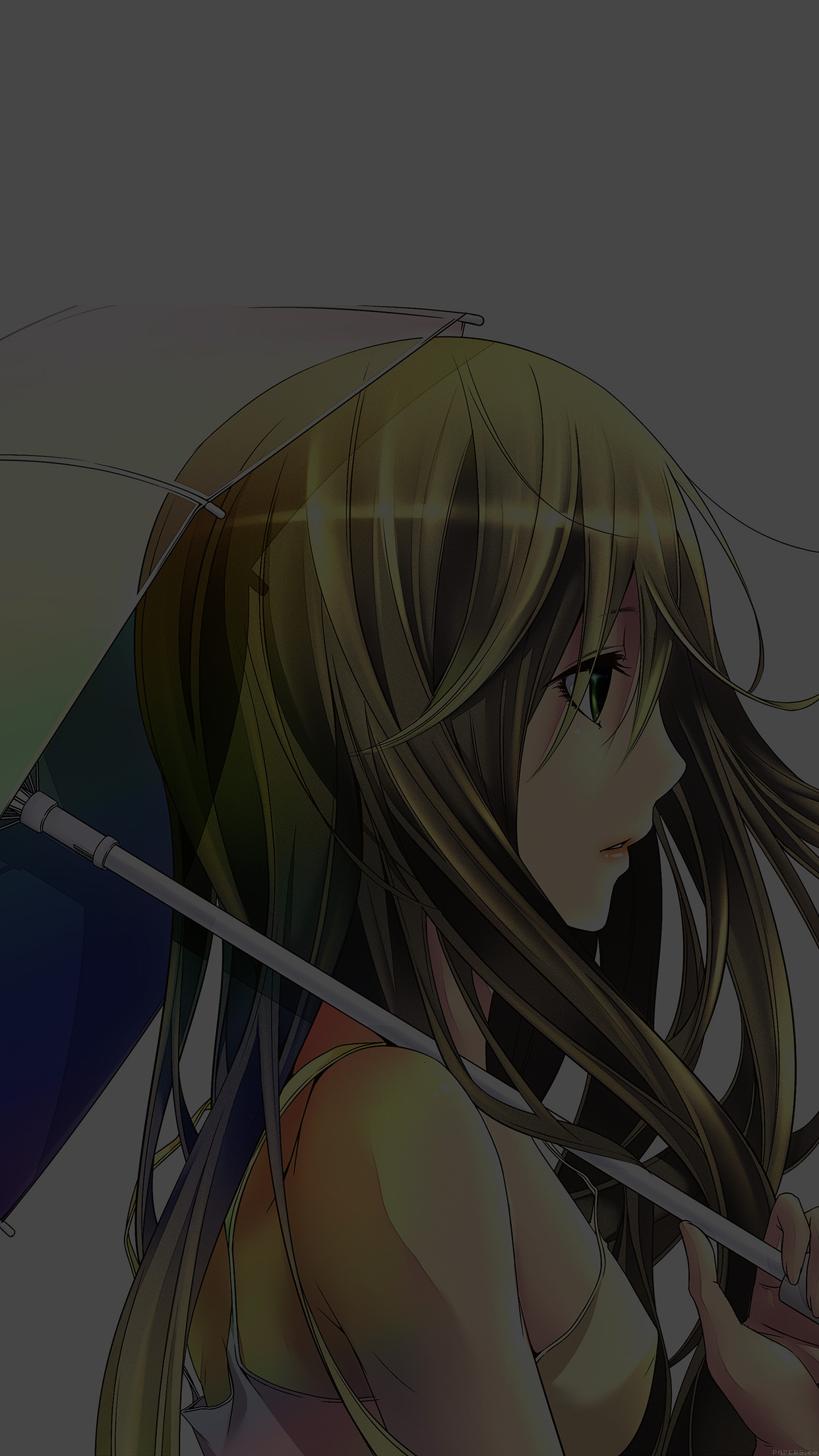 Umbrella Girl Dark Anime Illust Art Android wallpaper