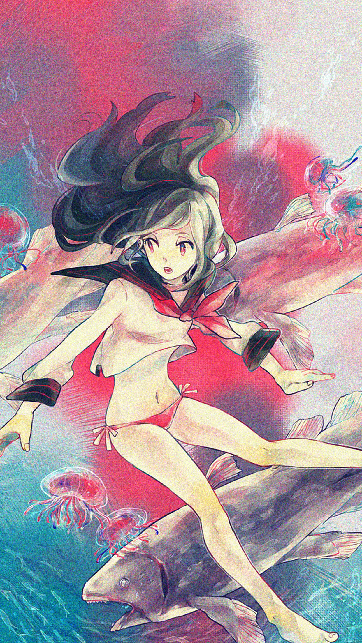 Wallpaper Girl In Ocean Anime Illust Android wallpaper