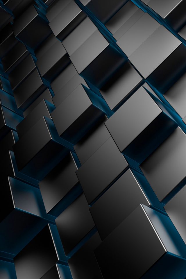 3D Metal Cubes Blue Android wallpaper
