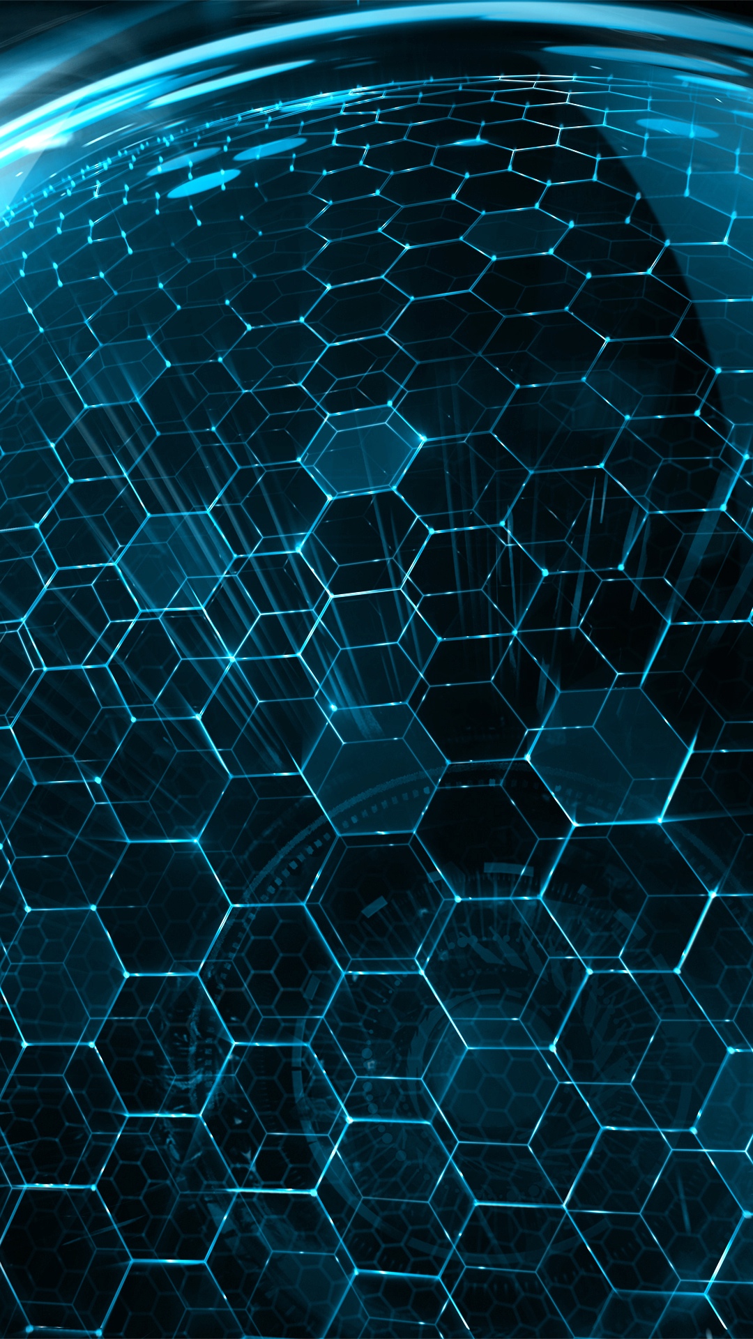 3D World Hexagon Art Blue Android wallpaper