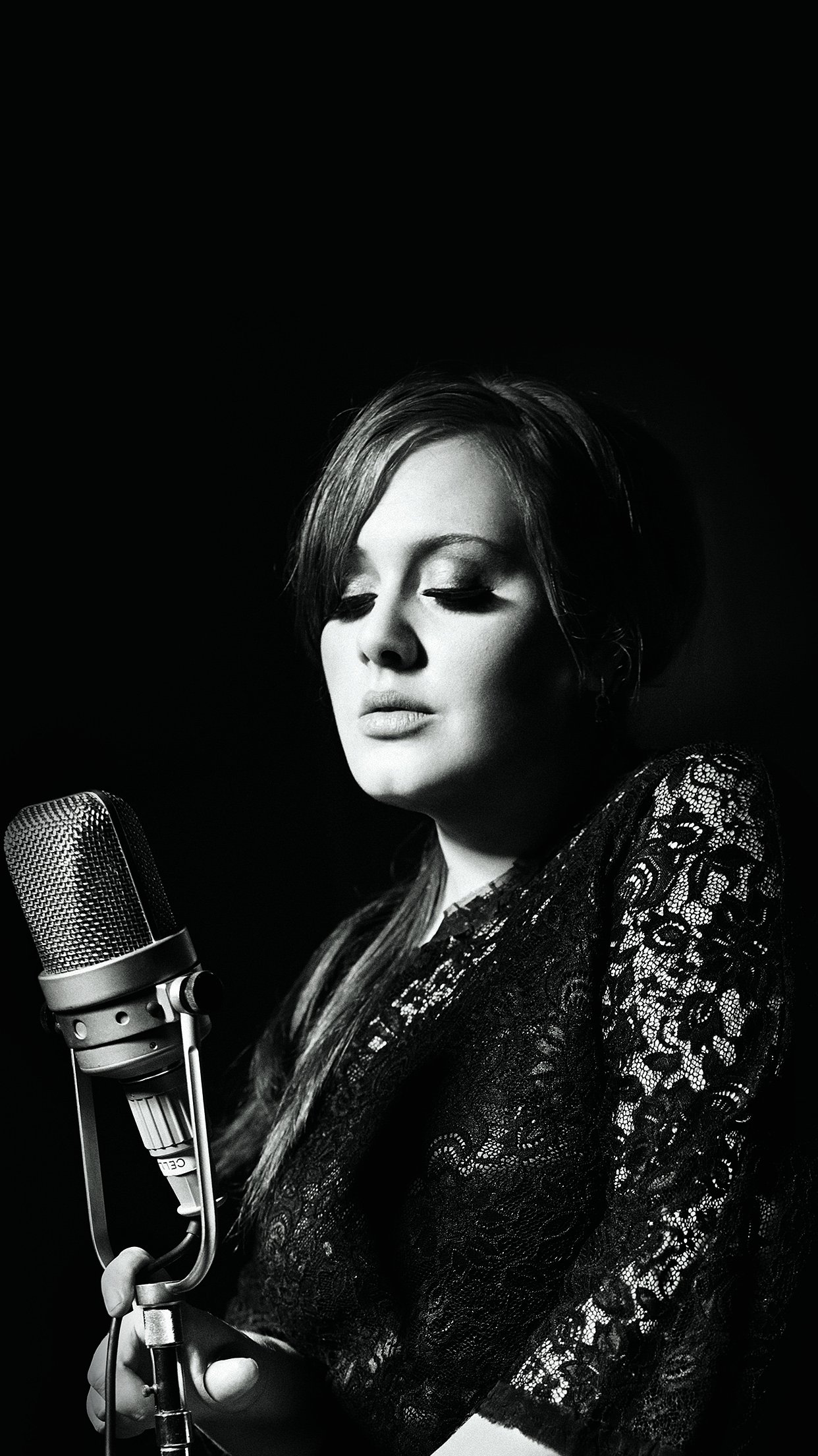 Adele Music Singer Dark Bw Celebrity Android wallpaper