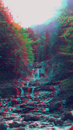 Anaglyph Mountain Green Nature Art Android wallpaper
