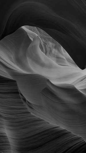 Antelope Canyon Bw Black Mountain Rock Nature Android wallpaper