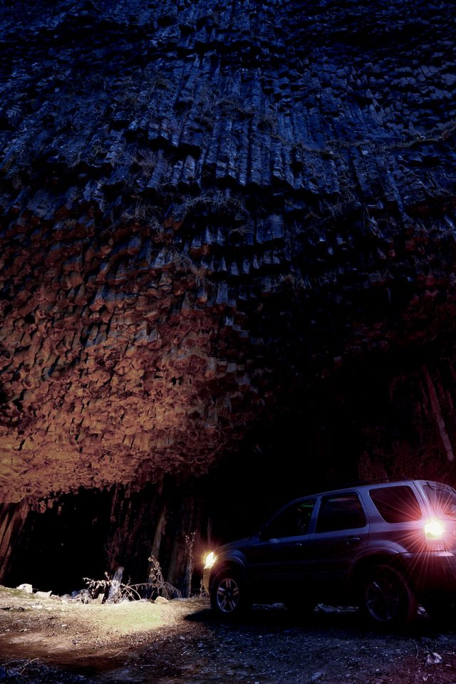 Armenia Garni Late Night Wood Mountain With Car Nature Android wallpaper