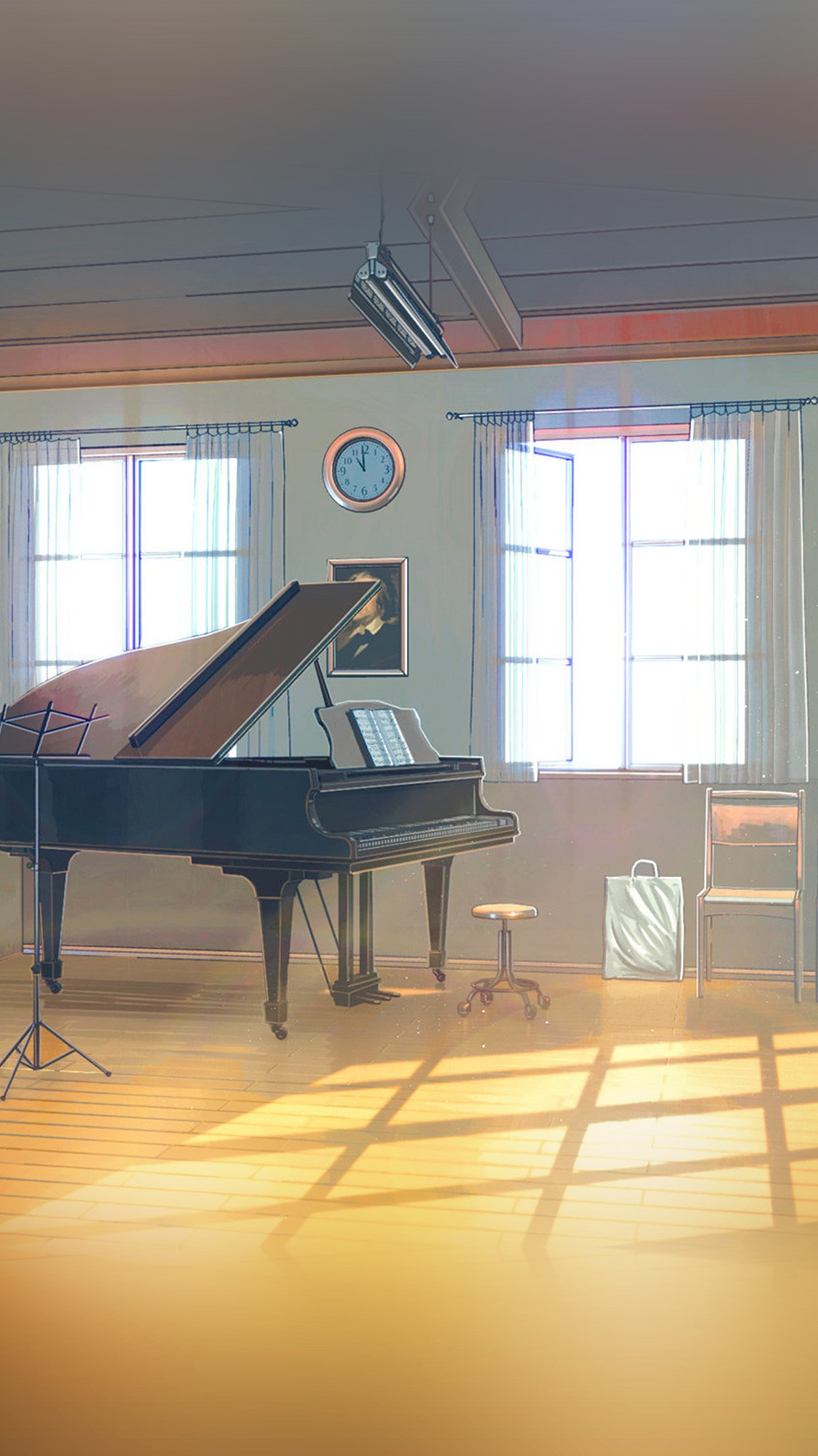 Arseniy Chebynkin Music Room Piano Illustration Art Android wallpaper