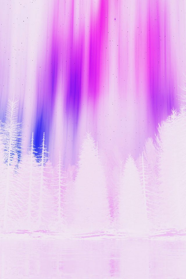 Aurora Night Sky White Pink Nature Art Android wallpaper