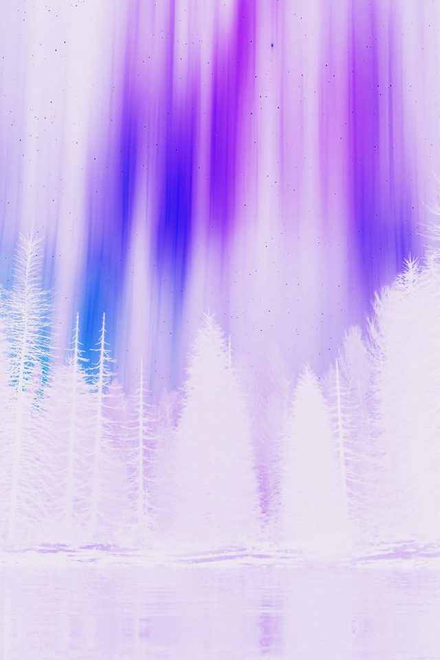 Aurora Night Sky White Purple Nature Art Android wallpaper