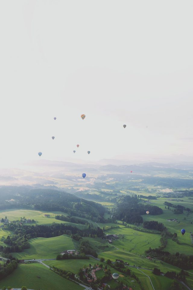 Balloon Party From Air Wide Mountain Nature Android wallpaper