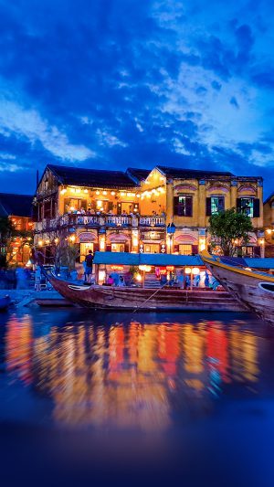 Boat Summer Vacation Party Blue Night Nature Android wallpaper