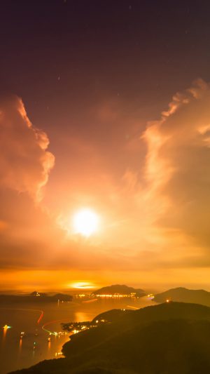 British Night Sunset Lake Sea Mountain Nature Android wallpaper