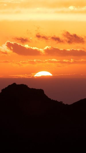 Canary Island Sunset Sky Mountain Nature Android wallpaper