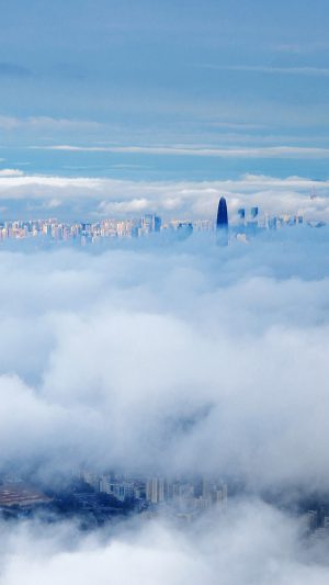 City In Fog Cloud Nature Sky Android wallpaper