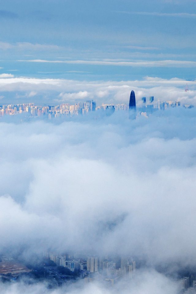 City In Fog Cloud Nature Sky Android wallpaper