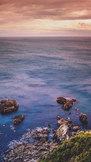Cliff Sea Ocean Rock Nature Blue Android wallpaper