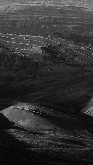 Dark Field Nature Mountain Bw Android wallpaper
