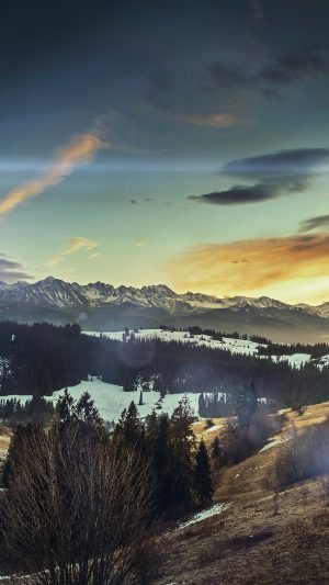 Fall Mountain Nature Sky Tomasz Paciorek Flare Sun Android wallpaper