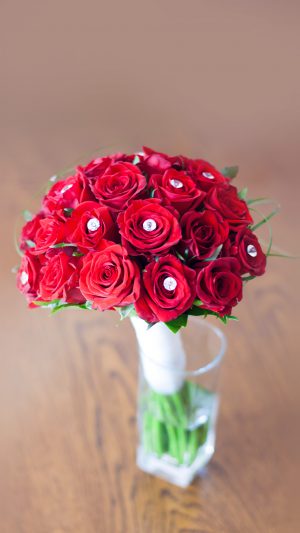 Flower Red Vase Life Art Nature Rose Sprin Android wallpaper