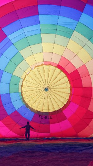 Hot Air Balloon Rainbow Nature Android wallpaper
