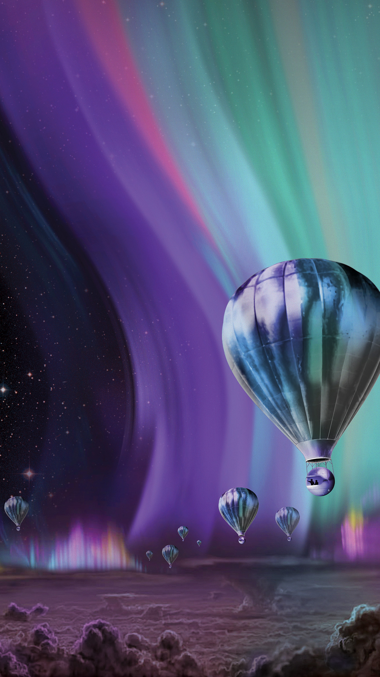 Jupiter Aurora Space Sky Art Illustration Android wallpaper