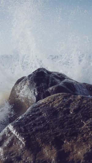Justin Leibow Sea Wave Rock Beach Nature Android wallpaper