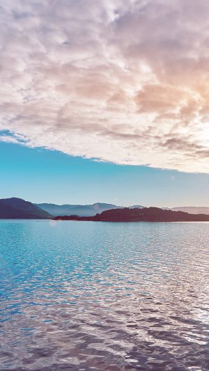Lake Mountain Summer Nature Blue Healing Cloud Flare Android wallpaper