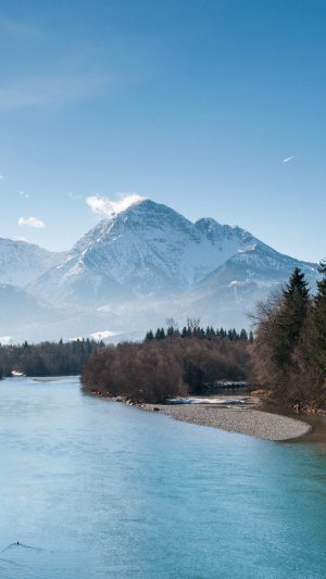 Lake Nature Summer Mountain Sky Green Blue Wood Android wallpaper