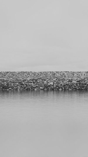 Lake Stone Minimal Nature Jake Dark Bw Android wallpaper