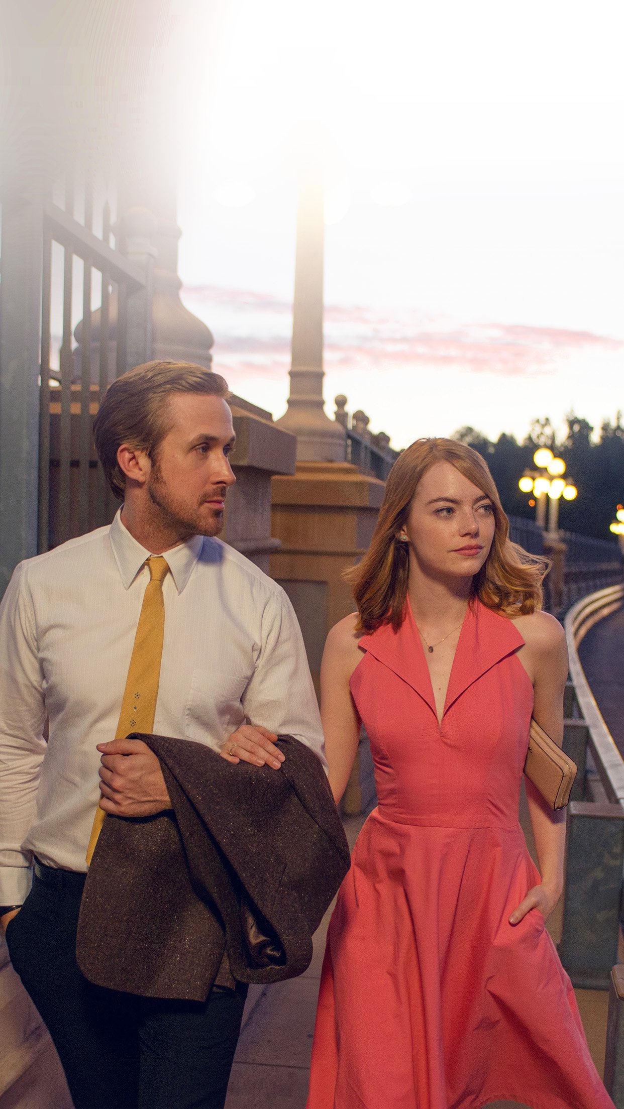 Lalaland Ryan Gosling Emma Stone Red Film Android wallpaper