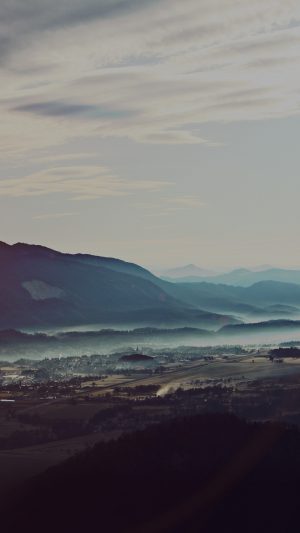 Landscape Mountain Summer Blue Nature Dark Android wallpaper