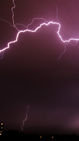 Lightening Night Sky Storm Nature Android wallpaper