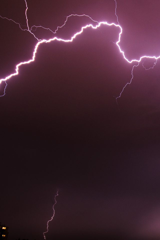 Lightening Night Sky Storm Nature Android wallpaper