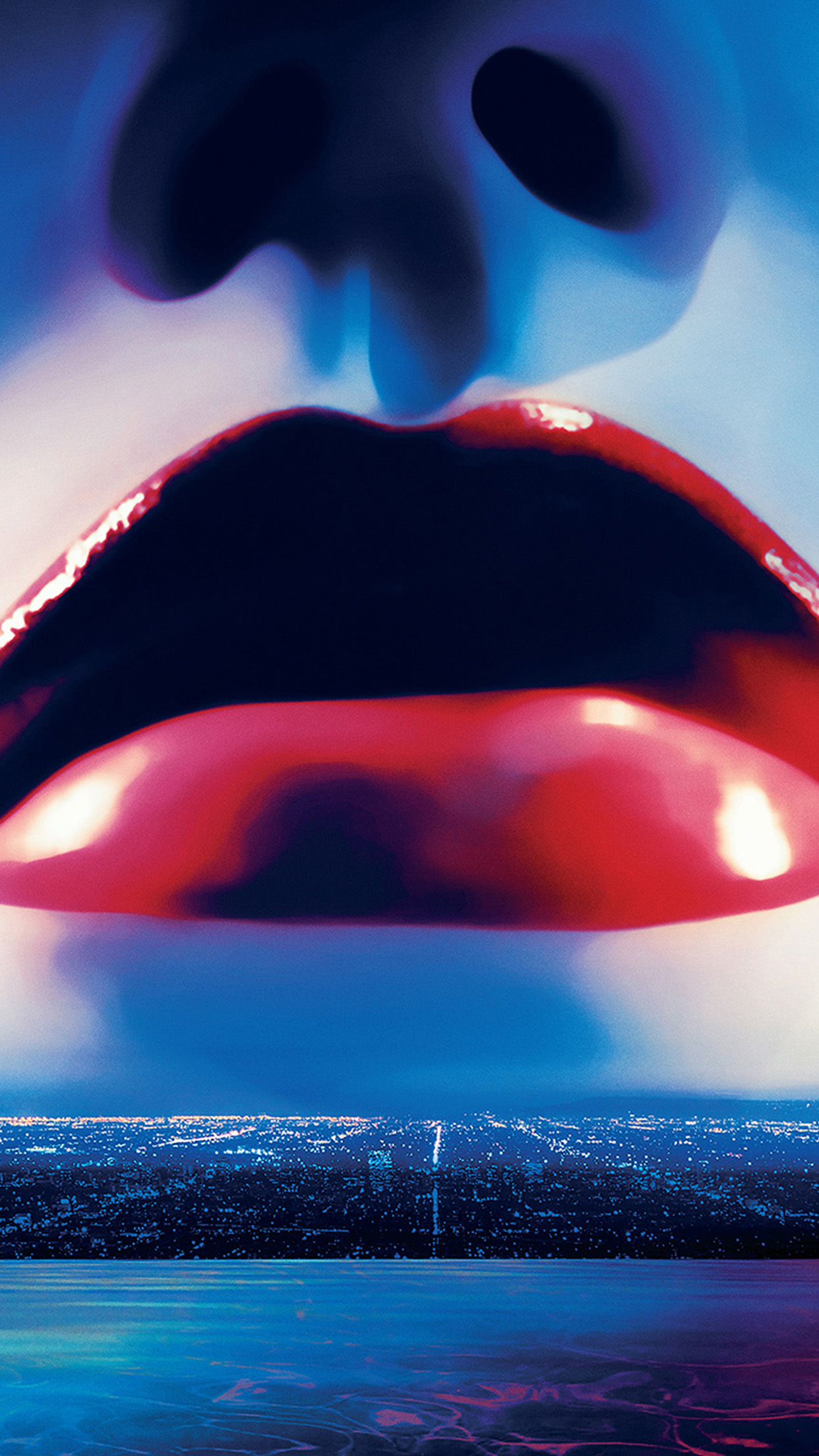 Lips Poster Film Neon Demon Red Blue Art Illustration Android wallpaper