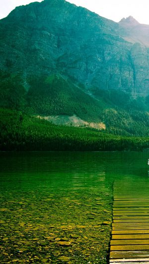 Little Chief Lake Green Mountain Nature Android wallpaper