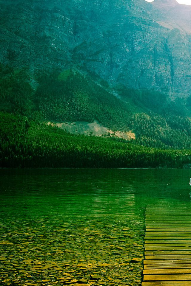 Little Chief Lake Green Mountain Nature Android wallpaper