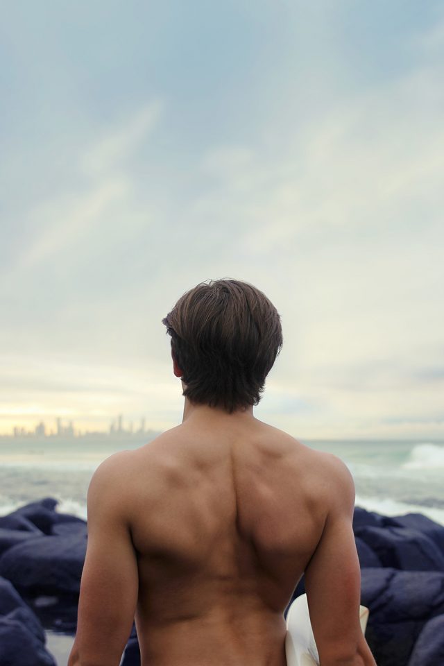 Man Nude Sea Nature Android wallpaper