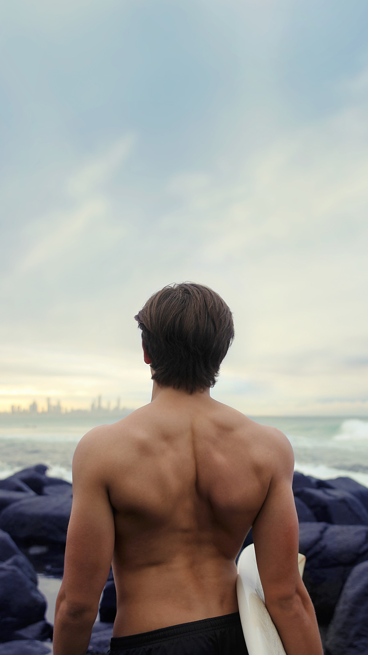 Man Nude Sea Nature Android wallpaper
