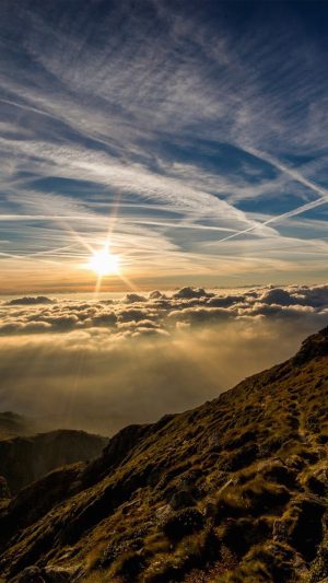 Morning Mountain Sky Nature Shine Android wallpaper