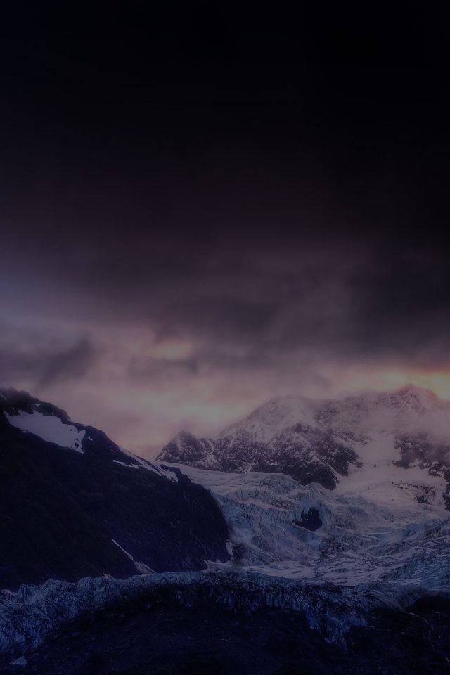 Mount McKinley Dark White Snow Nature Android wallpaper
