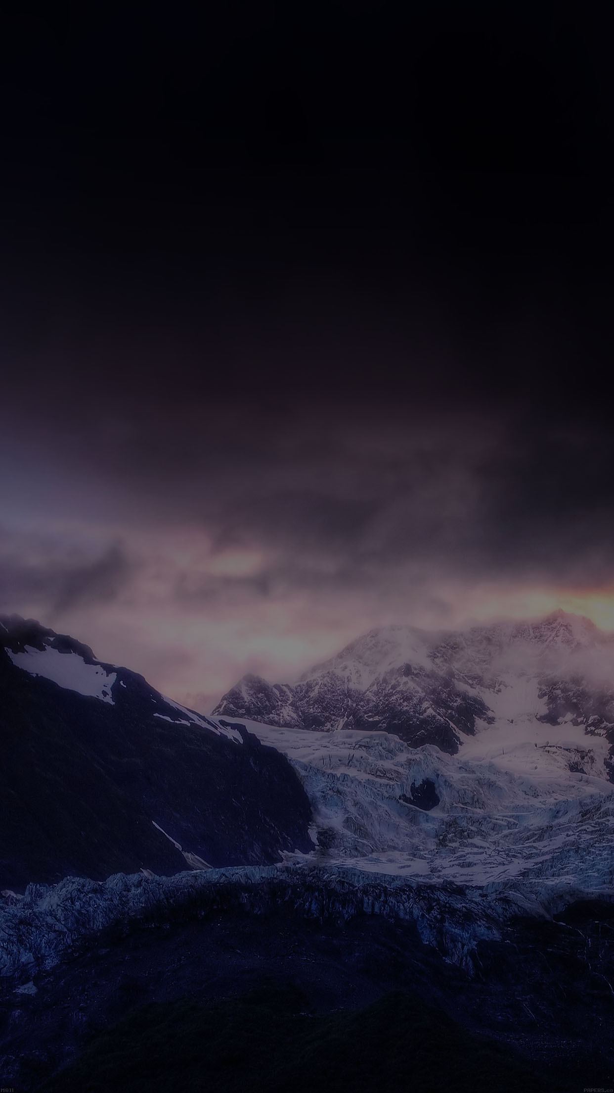Mount McKinley Dark White Snow Nature Android wallpaper