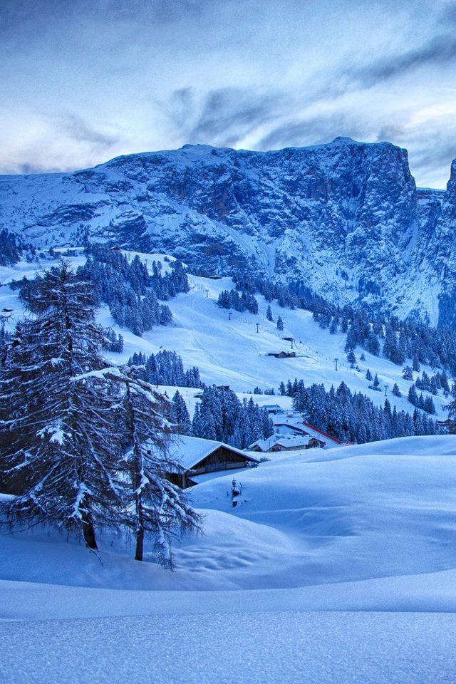Mountain Blue Snow Winter Nature Ski Android wallpaper