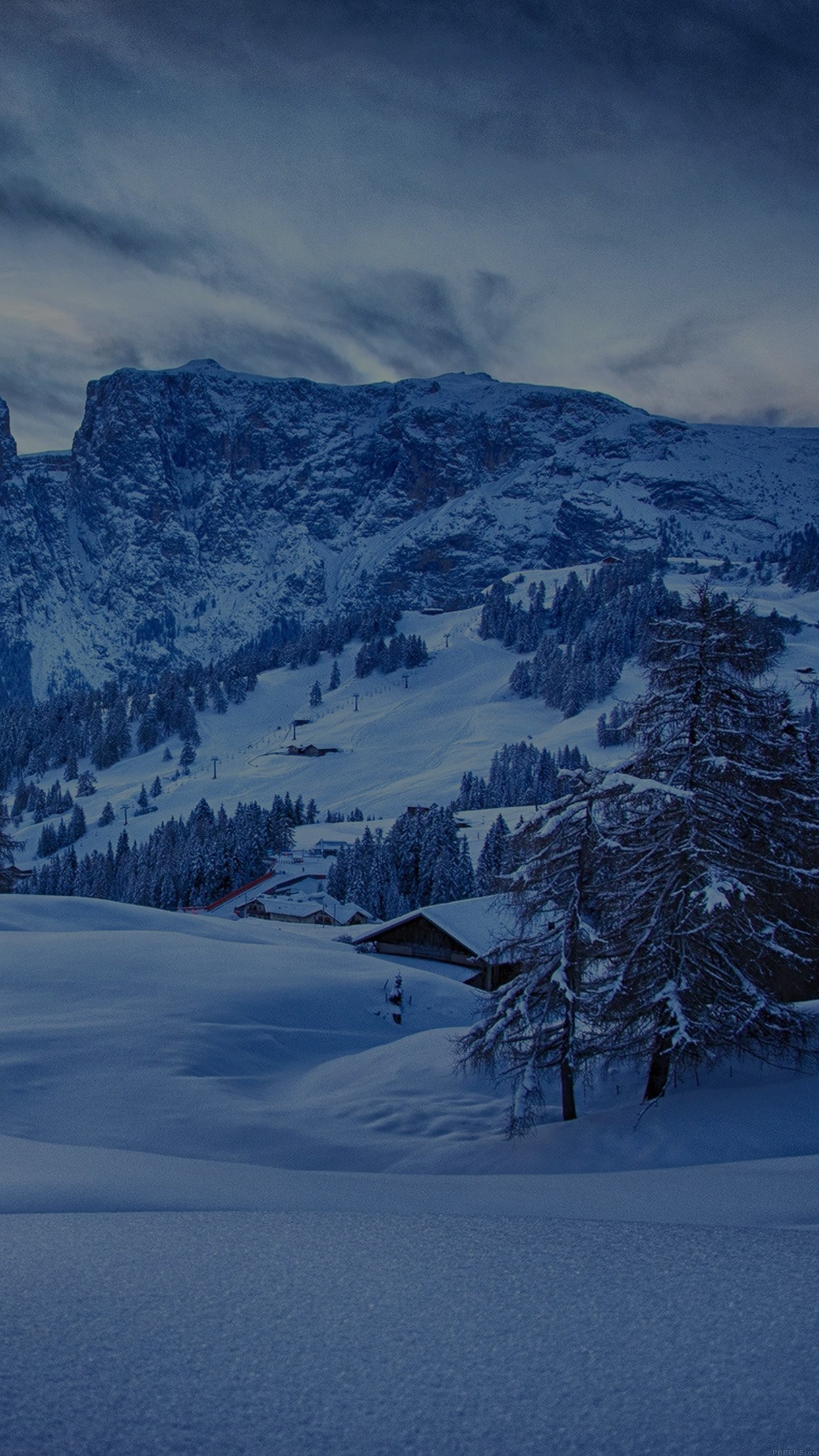 Mountain Blue Snow Winter Nature Ski Dark Android wallpaper